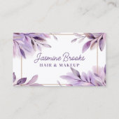 Lila Aquarellfarben-Blätter Goldrahmen Visitenkarte (Vorderseite)
