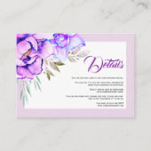 Lila Aquarellfarben-Blume Blumenzettel Begleitkarte (Vorderseite)