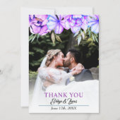 Lila Aquarellfarben-Blume Blumenzucht Hochzeit im Dankeskarte (Vorderseite)