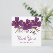 Lila Aquarellfarben-Blume Danke-Card Dankeskarte (Stehend Vorderseite)