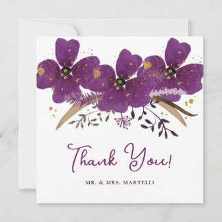 Lila Aquarellfarben-Blume Danke-Card Dankeskarte