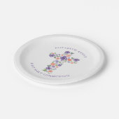 Lila Aquarellfarben Blume Erste Kommune Pappteller (Schrägansicht)