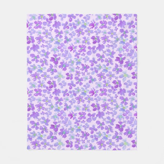Lila Aquarellfarben-Blume Fleecedecke (Vorderseite)