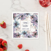 Lila Aquarellfarben-Blume, Goldgrenze Serviette (Beispiel)