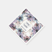 Lila Aquarellfarben-Blume, Goldgrenze Serviette (Ecke)