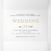 Lila Aquarellfarben-Blume Goldtypografie Dreifach Gefaltete Einladung (Innenseite Mitte)