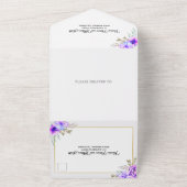 Lila Aquarellfarben-Blume-Hochzeit All In One Einladung (Außenbereich)