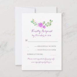 lila Aquarellfarben-Blume Hochzeitskarten RSVP Karte