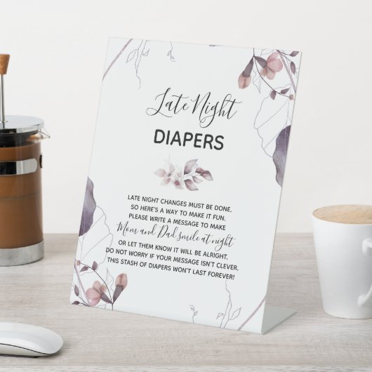 Lila Aquarellfarben-Blume Kinderduschdiape signier Sockelschild (In SItu)