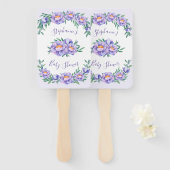 Lila Aquarellfarben Blume Kinderdusche Personalisi Fächer (Vorne und Hinten)