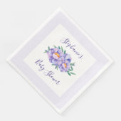 Lila Aquarellfarben Blume Kinderdusche Personalisi Serviette (Ecke)