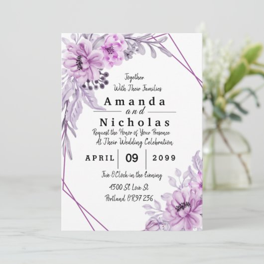 Lila Aquarellfarben-Blume mit Typografie (Stehend Vorderseite)