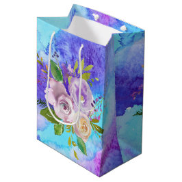 Lila Aquarellfarben Blume Mittlere Geschenktasche Geschenktüte