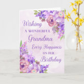 Lila Aquarellfarben-Blume Oma Geburtstag Karte (Gelbe Blume)