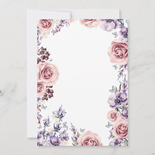 Lila Aquarellfarben Blume Romantisches Brautparty Einladung (Rückseite)