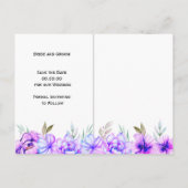 Lila Aquarellfarben-Blume Save the Date Postkarte (Rückseite)