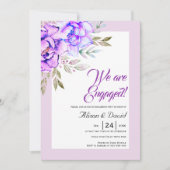 Lila Aquarellfarben-Blume-Verlobung Einladung (Vorderseite)