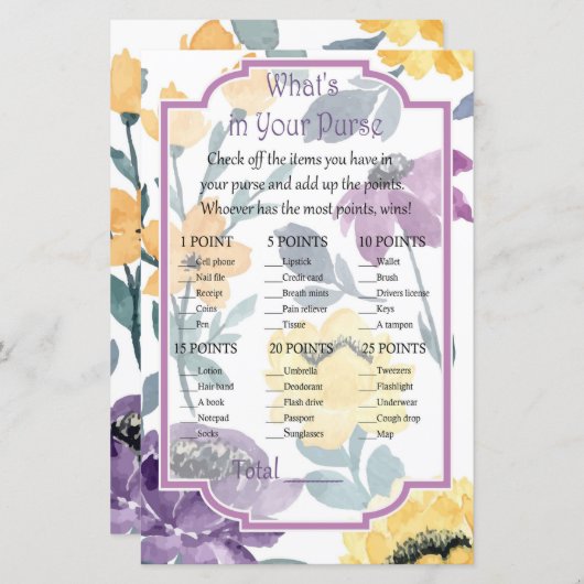 Lila Aquarellfarben-Blume Was ist in Ihrem Geldbeu (Vorne/Hinten)