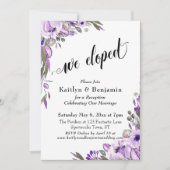 Lila Aquarellfarben-Blume Wir haben Typografie Einladung (Vorderseite)