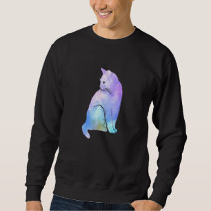 Lila Aquarellfarben Katzenart Fur Meow Tier Sweatshirt