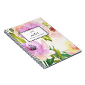 Lila Aquarellfarben Lilies Floral Personalisiert Notizblock (Rechte Seite)