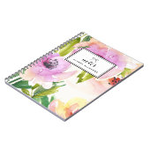 Lila Aquarellfarben Lilies Floral Personalisiert Notizblock (Linke Seite)