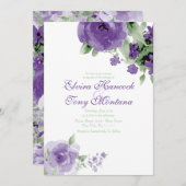 Lila Aquarellfarben-Rose, Einladungen zu Hochzeite (Vorne/Hinten)