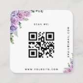 Lila Aquarellfarben-Rose mit QR-Code UAWG Chic Begleitkarte (Rückseite)