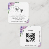 Lila Aquarellfarben-Rose mit QR-Code UAWG Chic Begleitkarte (Vorne/Hinten)