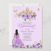 Lila Aquarellfarben Rose Schmetterlinge Quinceañer Einladung (Vorderseite)