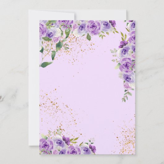 Lila Aquarellfarben Rose Schmetterlinge Quinceañer Einladung (Rückseite)