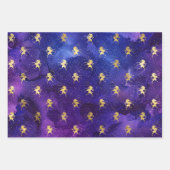 Lila Aquarellfarben und Goldfarben Fantasiemuster Geschenkpapier Set (Vorderseite 3)