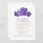 Lila Aquarellfarben Vintage Rose Einladungen (Vorne/Hinten)