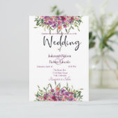 Lila Aquarellfarben-Wildblumen Einladung (Stehend Vorderseite)