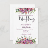 Lila Aquarellfarben-Wildblumen Einladung (Vorne/Hinten)