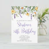 Lila Aquarellfarben Wildblumen Geburtstag Einladung (Stehend Vorderseite)