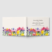 Lila Aquarellfarben-Wildblumen Lila Hochzeit Gästebuch (Voll)