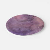 Lila Aquarellgalaxie Pappteller (Schrägansicht)
