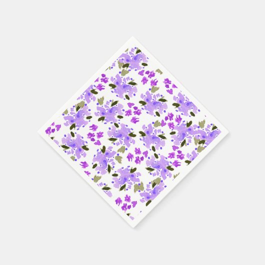Lila Aquarellgarten Napkins Serviette (Ecke)