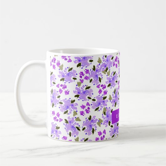 Lila Aquarellgarten Personalisiert Kaffeetasse (Links)