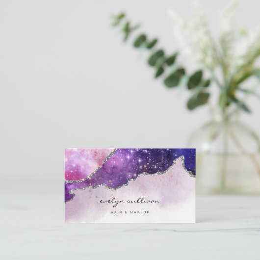 lila Aquarellgerät Visitenkarte (Stehend Vorderseite)