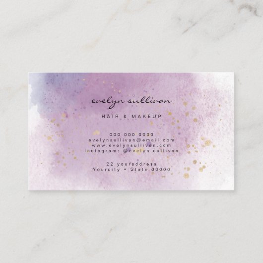 lila Aquarellgerät Visitenkarte (Rückseite)