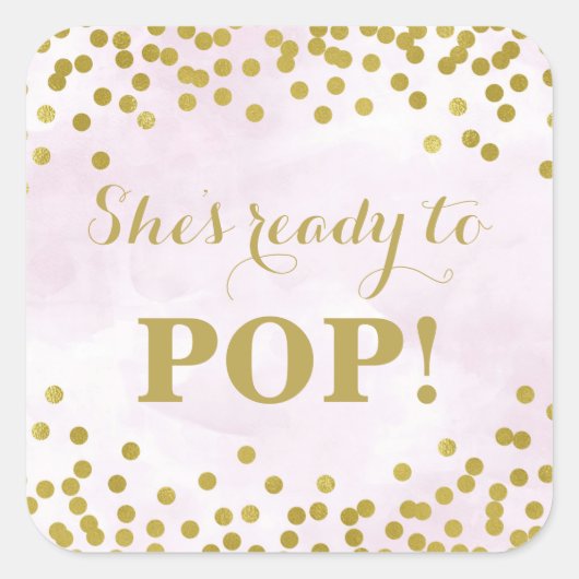 Lila Aquarellgoldfetti Sie ist bereit zum Pop Quadratischer Aufkleber (Vorderseite)