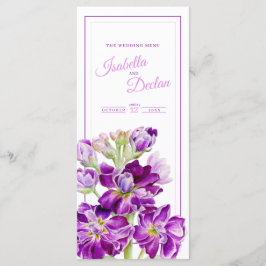 Lila Aquarellkalender Blume Hochzeitsmenü Menükarte