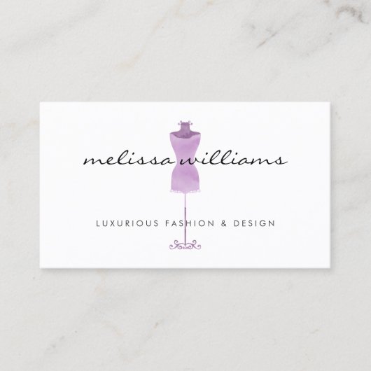 Lila Aquarellkleid Mannequin Mode Boutique Visitenkarte (Vorderseite)