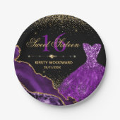 Lila Aquarellkleid Sweet 16 Geburtstag Pappteller (Vorderseite)