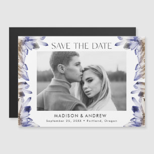 Lila Aquarellkristalle Foto Save the Date Magneteinladung