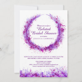 Lila Aquarellkunst platsches verspätetes Brautpart Einladung