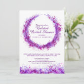 Lila Aquarellkunst platsches verspätetes Brautpart Einladung (Stehend Vorderseite)