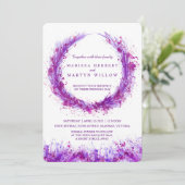 Lila Aquarellkunst Spritzer Einladungen für Hochze (Stehend Vorderseite)